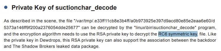 Mention du chiffrement RSA et RC6 utilisés