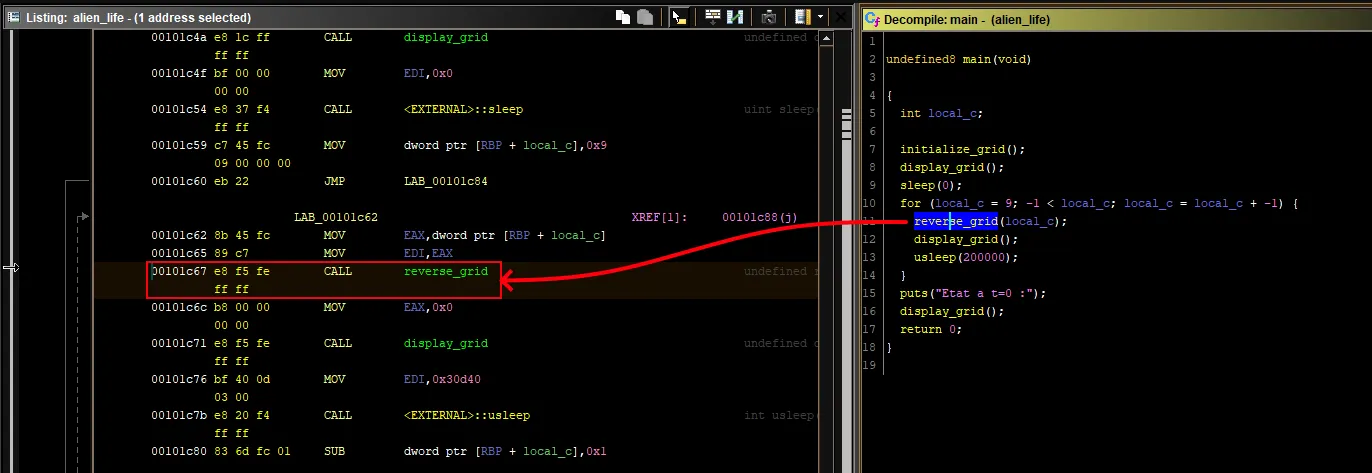Ligne d'appel de reverse_grid