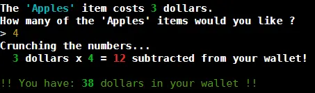 Buying from the shop